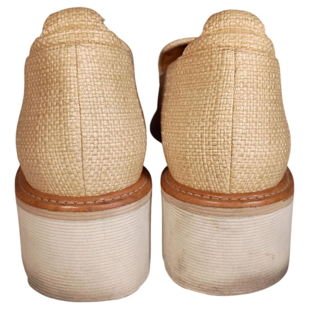 M. Gemi Womens 38/8 The Eva Woven Raffia Platform Loafers Beige Tan Lug Sole - Picture 9 of 15